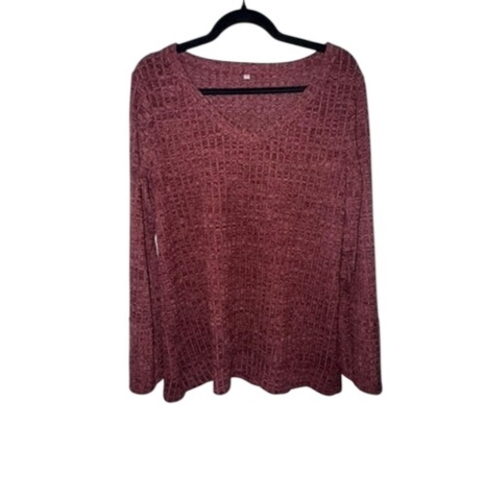 Lot of 3 Women's Long Sleeve Textured Knit Tops Burgundy Taupe Olive Casual